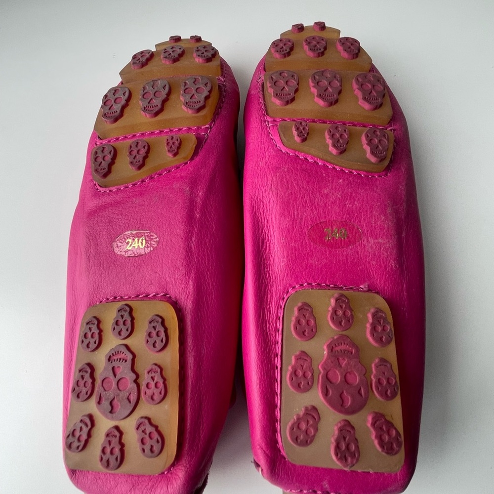 Tieks Hot Pink Leather Driving Loafers with Multicolor Printed Toe - Picture 5 of 5